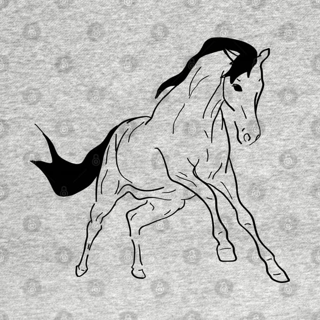 Black Line Art running horse 2 by RedHeadAmazona